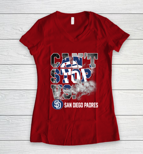 MLB San Diego Padres Baseball Can t Stop Vs Padres Women s V Neck T Shirt