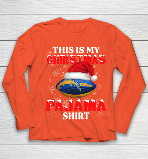 Los Angeles Chargers This Is My Christmas Pajama Shirt NFL Youth Long Sleeve 3
