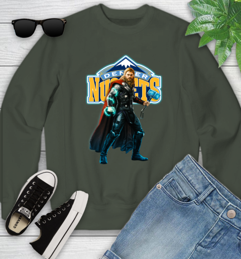 NBA Thor Avengers Endgame Basketball Denver Nuggets Youth Sweatshirt 10