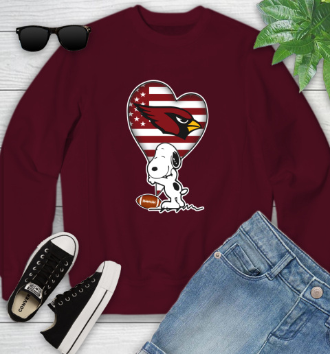 Arizona Cardinals NFL Football The Peanuts Movie Adorable Snoopy Youth Sweatshirt 5
