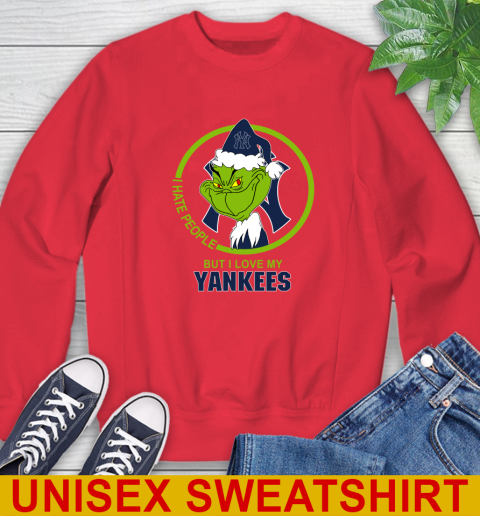 New York Yankees MLB Christmas Grinch I Hate People But I Love My Favorite Baseball Team Sweatshirt 10