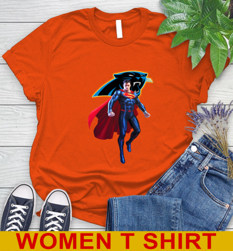 NFL Superman DC Sports Football Carolina Panthers Women's T-Shirt 4