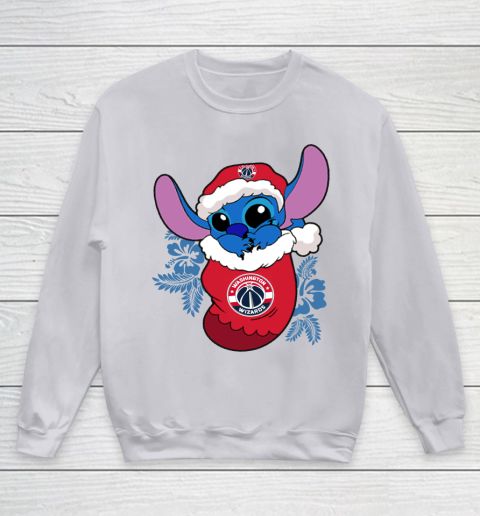 Washington Wizards Christmas Stitch In The Sock Funny Disney NBA Youth Sweatshirt 4