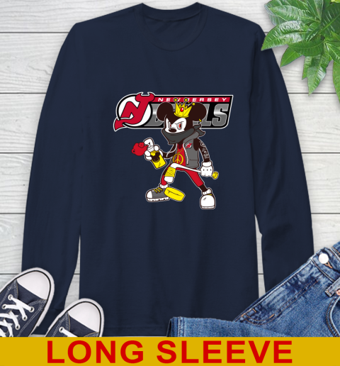 New Jersey Devils NHL Hockey Mickey Peace Sign Sports Long Sleeve T-Shirt 4