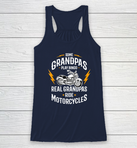 Mens Some Grandpas Play Bingo Real Grandpas Ride Motorcycles Racerback Tank - Image 6