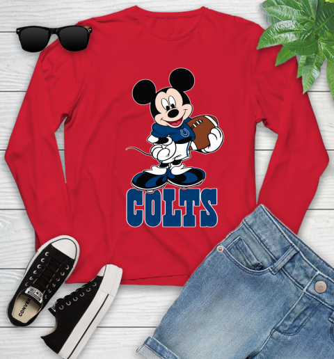 NFL Football Indianapolis Colts Cheerful Mickey Mouse Shirt Youth Long Sleeve 11