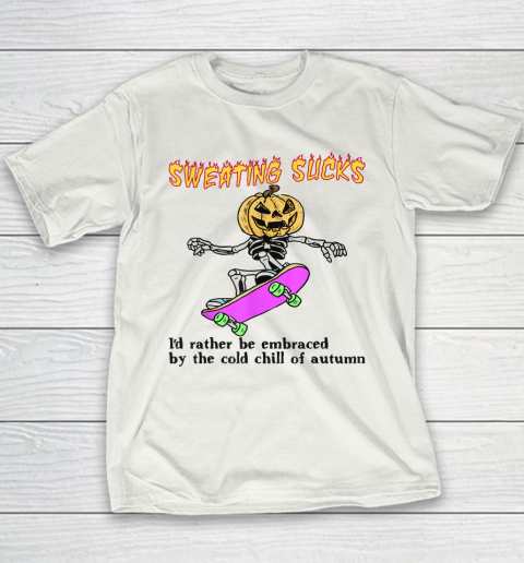 Sweating Sucks Skeleton Pumpkin Head Halloween (2) Youth T-Shirt