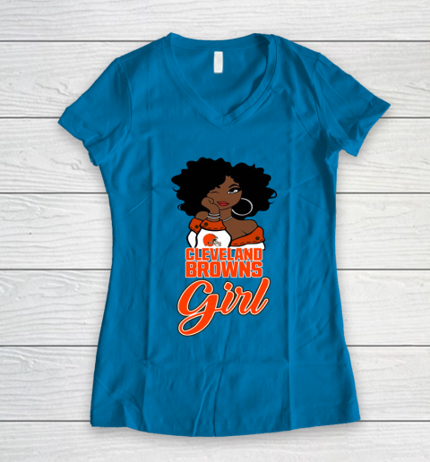 Cleveland Browns Girl NFL Women's V-Neck T-Shirt 7