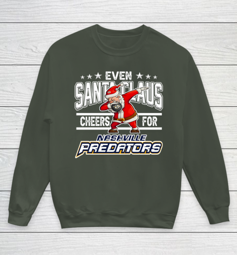 Nashville Predators Even Santa Claus Cheers For Christmas NHL Youth Sweatshirt 8
