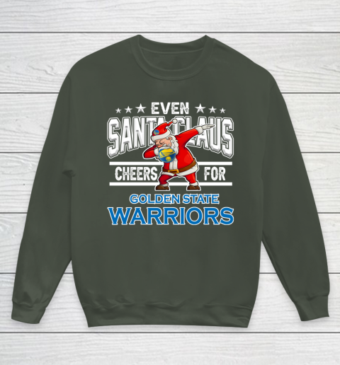 Golden State Warriors Even Santa Claus Cheers For Christmas NBA Youth Sweatshirt 8