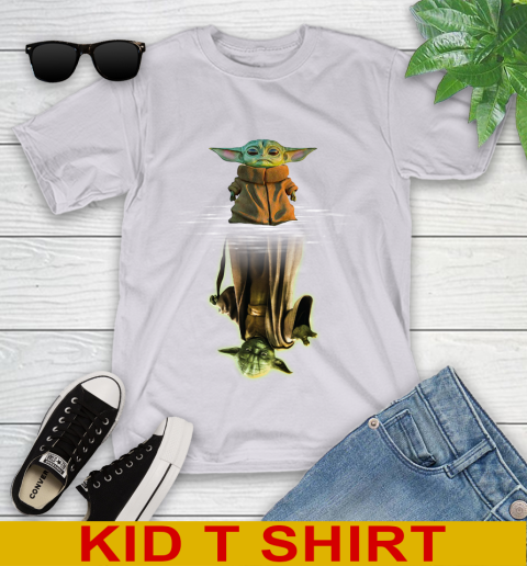 Mandalorian Baby Yoda star wars water reflection Youth T-Shirt 4