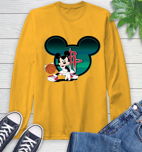 NBA Houston Rockets Mickey Mouse Disney Basketball Long Sleeve T-Shirt 3
