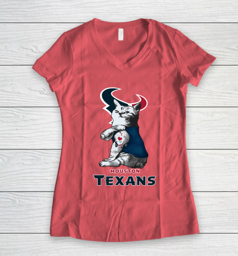 NFL Football My Cat Loves Houston Texans Women's V-Neck T-Shirt 5 NFL Football My Cat Loves Houston Texans Women's V-Neck T-Shirt - Image 5