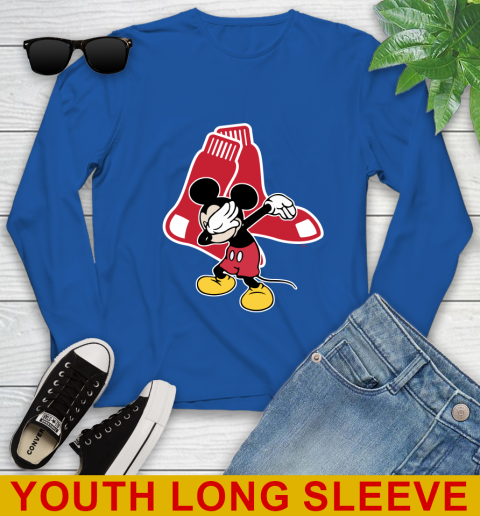 Boston Red Sox MLB Baseball Dabbing Mickey Disney Sports Youth Long Sleeve 10