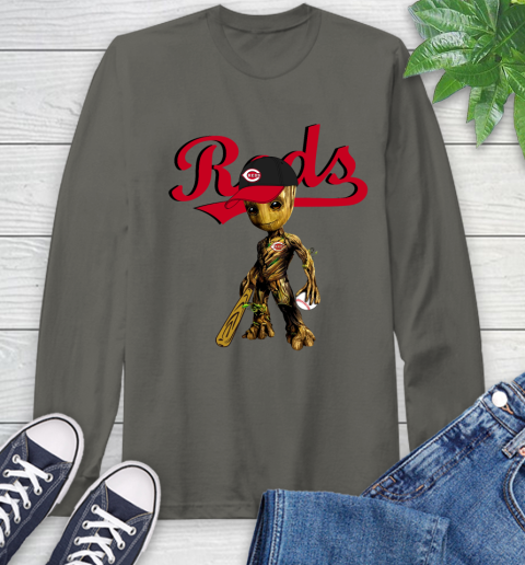 MLB Cincinnati Reds Groot Guardians Of The Galaxy Baseball Long Sleeve T-Shirt 8