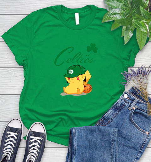 NBA Pikachu Basketball Sports Boston Celtics Women's T-Shirt 6