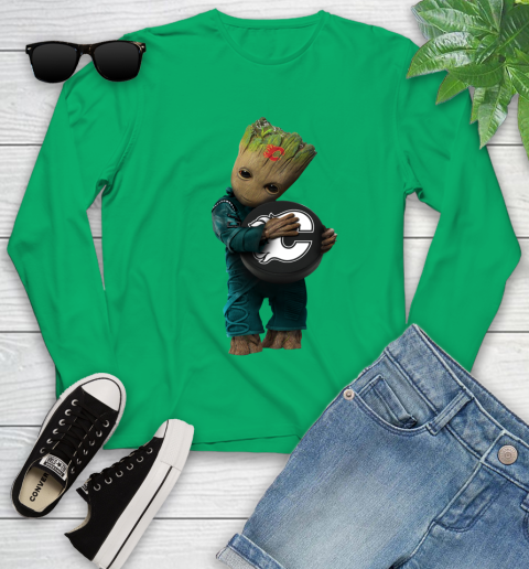 NHL Groot Guardians Of The Galaxy Hockey Sports Calgary Flames Youth Long Sleeve 6