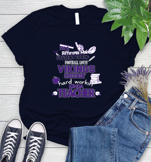 Minnesota Vikings NFL I'm A Difference Making Student Caring Football Loving Kinda Teacher Women's T-Shirt - Image 3