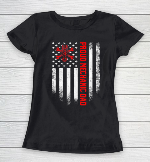 Father gift shirt Vintage USA American Flag Proud Mechanic Dad Distressed Gift T Shirt Women's T-Shirt