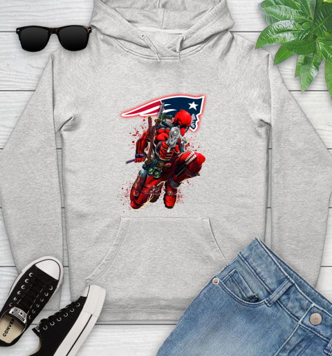 NFL Deadpool Marvel Comics Sports Football New England Patriots Youth Hoodie