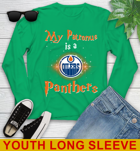 NHL Hockey Harry Potter My Patronus Is A Edmonton Oilers Youth Long Sleeve 7