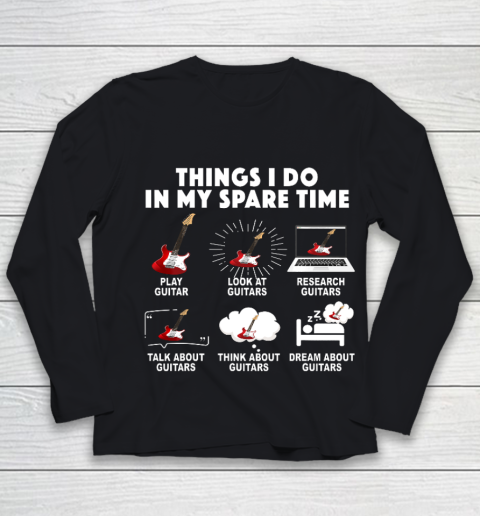 6 Things I Do In My Spare Time Guitar Player Lover Gift Youth Long Sleeve