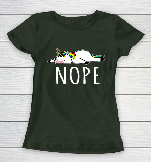Nope Unicorn T Shirt Nah Not Gonna Do It Funny Lazy Gift Women's T-Shirt 4
