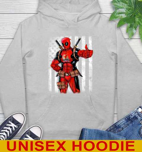 MLB Baseball Miami Marlins Deadpool American Flag Shirt Hoodie 6