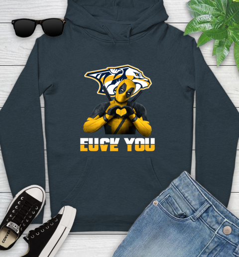 NHL Nashville Predators Deadpool Love You Fuck You Hockey Sports Youth Hoodie 10