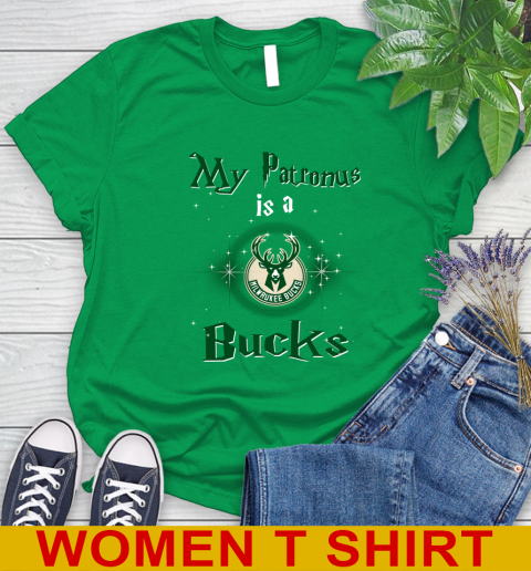 NBA Basketball Harry Potter My Patronus Is A Milwaukee Bucks Women's T-Shirt 8 NBA Basketball Harry Potter My Patronus Is A Milwaukee Bucks Women's T-Shirt - Image 8