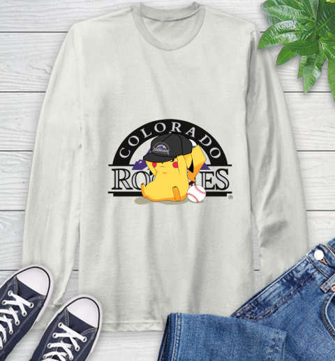 MLB Pikachu Baseball Sports Colorado Rockies Long Sleeve T-Shirt 12
