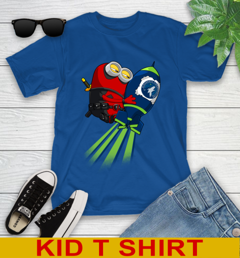 NBA Basketball Minnesota Timberwolves Deadpool Minion Marvel Shirt Youth T-Shirt 10