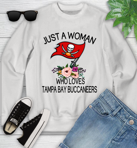 NFL Just A Woman Who Loves Tampa Bay Buccaneers Football Sports Youth Sweatshirt
