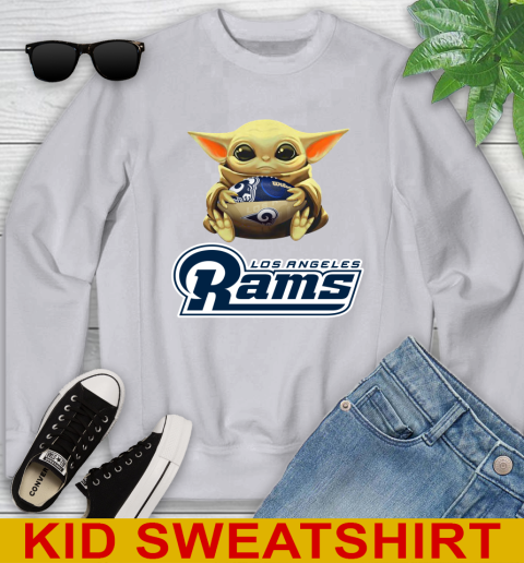 NFL Football Los Angeles Rams Baby Yoda Star Wars Shirt Youth Sweatshirt 4