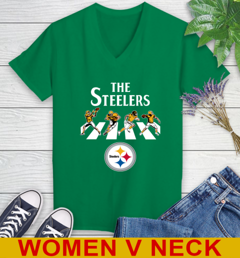 NFL Football Pittsburgh Steelers The Beatles Rock Band Shirt Women's V-Neck T-Shirt 5