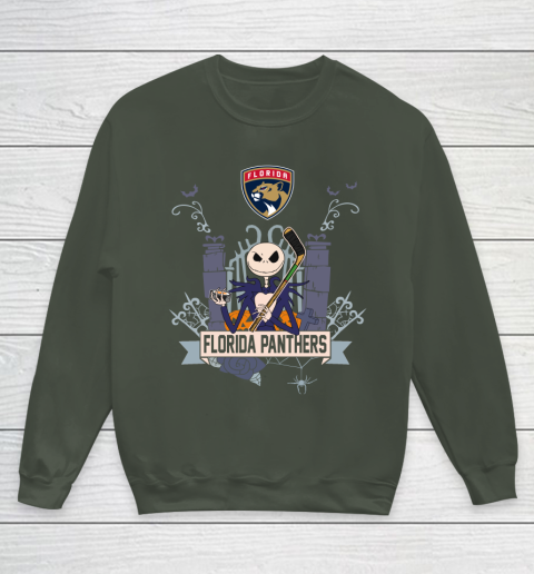 NHL Florida Panthers Hockey Jack Skellington Halloween Youth Sweatshirt 8