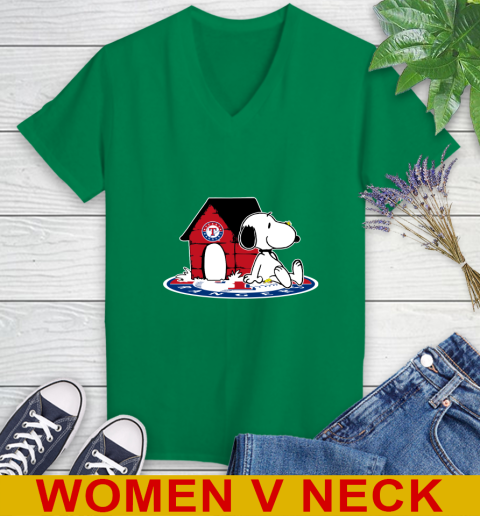 MLB Baseball Texas Rangers Snoopy The Peanuts Movie Shirt Women's V-Neck T-Shirt 6