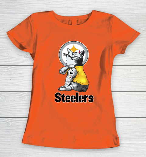 NFL Football My Cat Loves Pittsburgh Steelers Women's T-Shirt 3