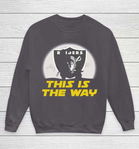 Oakland Raiders NFL Football Star Wars Yoda And Mandalorian This Is The Way Youth Sweatshirt 5