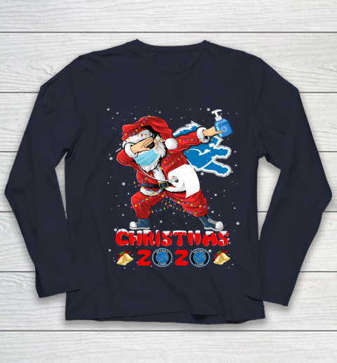 Detroit Lions Funny Santa Claus Dabbing Christmas 2020 NFL Youth Long Sleeve 2