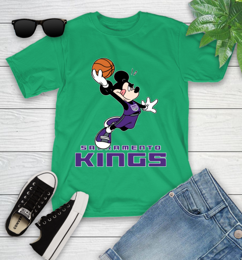 NBA Basketball Sacramento Kings Cheerful Mickey Mouse Shirt Youth T-Shirt 6