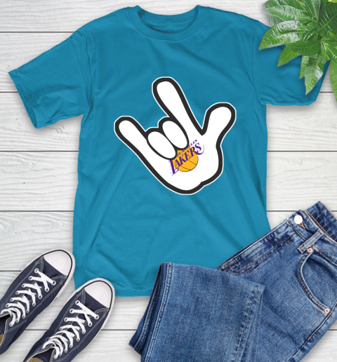 Los Angeles Lakers NBA Basketball Mickey Rock Hand Disney T-Shirt 8