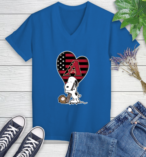 Washington Capitals MLB Baseball The Peanuts Movie Adorable Snoopy Women's V-Neck T-Shirt 10
