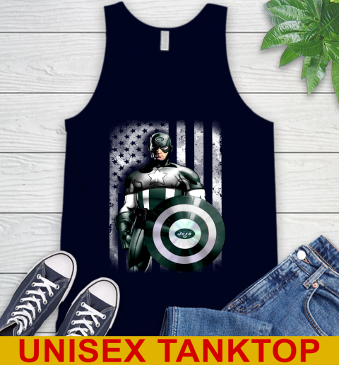New York Jets NFL Football Captain America Marvel Avengers American Flag Shirt Tank Top 2