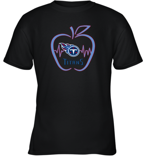 Apple Heartbeat Teacher Symbol Tennessee Titans Youth T-Shirt