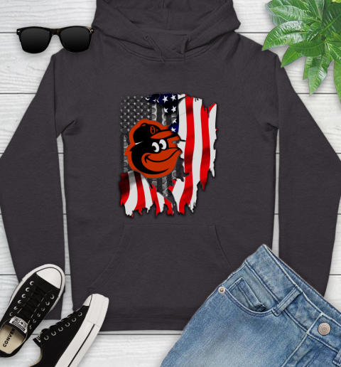 Baltimore Orioles MLB Baseball American Flag Youth Hoodie 8