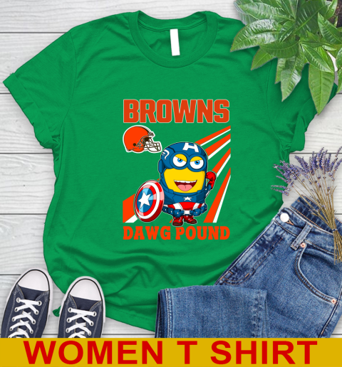 NFL Football Cleveland Browns Captain America Marvel Avengers Minion Shirt Women's T-Shirt 7