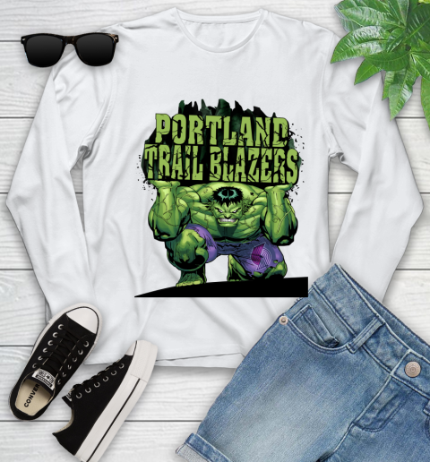 Portland Trail Blazers NBA Basketball Incredible Hulk Marvel Avengers Sports Youth Long Sleeve