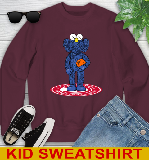 NBA Basketball Atlanta Hawks Kaws Bff Blue Figure Shirt Youth Sweatshirt 5