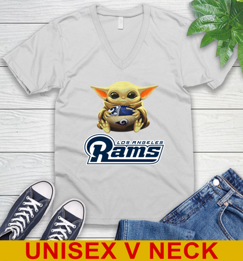 NFL Football Los Angeles Rams Baby Yoda Star Wars Shirt V-Neck T-Shirt